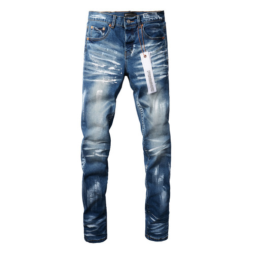 PUR jeans  pants torn jeans美式高街破洞蓝色牛仔裤子