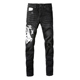 jeans pants torn AMR MX12高街破洞刺绣牛仔裤 子