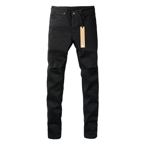 KUS jeans美式高街基础做旧修身长裤紧身高街破洞紧身男牛仔裤子