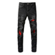 jeans pants torn AMR MX12高街破洞补丁牛仔裤 子