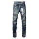 高街破洞蓝色牛仔裤 PUR 子 torn jeans美式 jeans pants