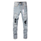 高街破洞蓝色牛仔裤 PUR 子 torn jeans美式 jeans pants