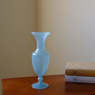 韩国复古玻璃花瓶简约北欧郁金香花瓶设计轻奢居家装饰