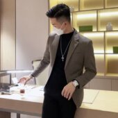 高级感毛呢西装 痞帅商务休闲呢子衣西服 潮流修身 外套男秋冬季 韩版