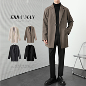 秋冬季 领呢子外套潮 西装 毛呢大衣男中长款 高级感轻熟风衣帅气韩版