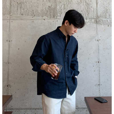 长袖衬衫男秋季韩版痞帅高级感