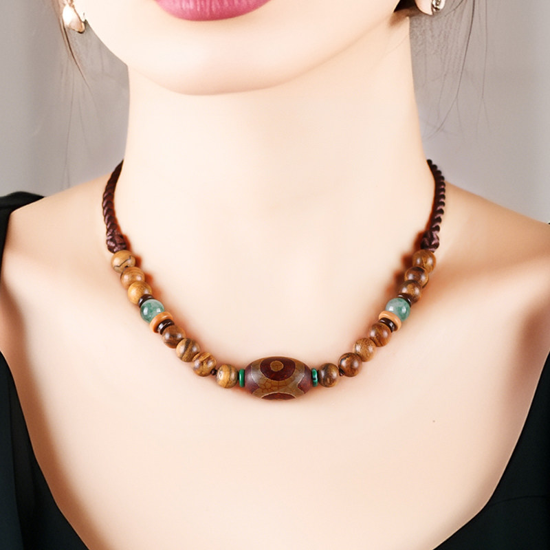 民族风遮疤痕术后项链女锁骨配饰手工天珠玛瑙气质百搭复古高级感