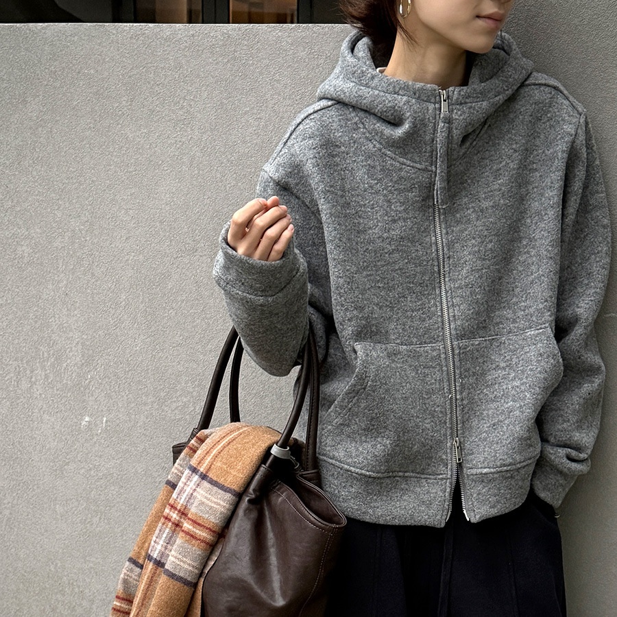 冬新款韩系羊绒长袖连帽衫女2025慵懒感休闲加绒卫衣外套上衣