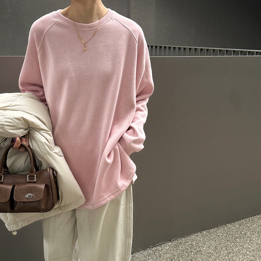 冬新韩系洋气减龄小刺绣插肩袖卫衣女2025慵懒风加绒卫衣