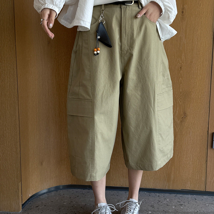 春夏新款韩系工装宽松阔腿七分休闲裤女2026慵懒感百搭裤子潮