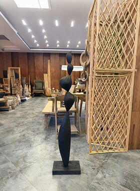 酒店大堂创意实木雕塑摆件