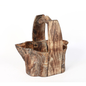 手工制作田园家居侘寂风原创木质花盆花桶花瓶复古装 饰器皿摆件