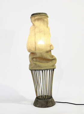 原创木质落地田园风民宿照明摆件