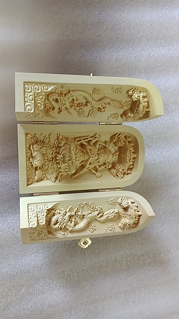 10公分三开黄杨木雕斗母元君摆件道家神相摆件斗母元君摆件