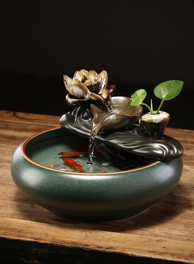 USB蓄电池充电流水摆件不插电流水摆件不插电水循环送礼招财