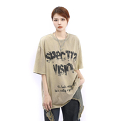 KKBBU美式 潮 男女半袖 高街水洗做旧复古t恤夏季 hiphop宽松圆领短袖