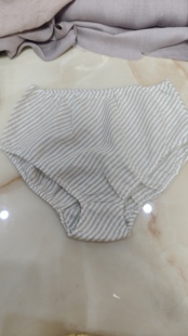 纯亚麻条纹三角内裤裤中高腰松紧三角内裤