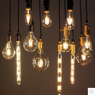 包邮 2W4W 饰灯泡ST64 爱迪生LED灯泡E27螺口灯泡复古钨丝透明LED装