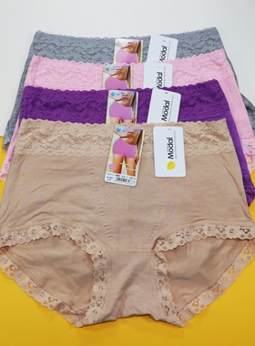 樱子内裤女6083高腰大码三角裤莫代尔柔软透气纯棉档性感蕾丝底裤