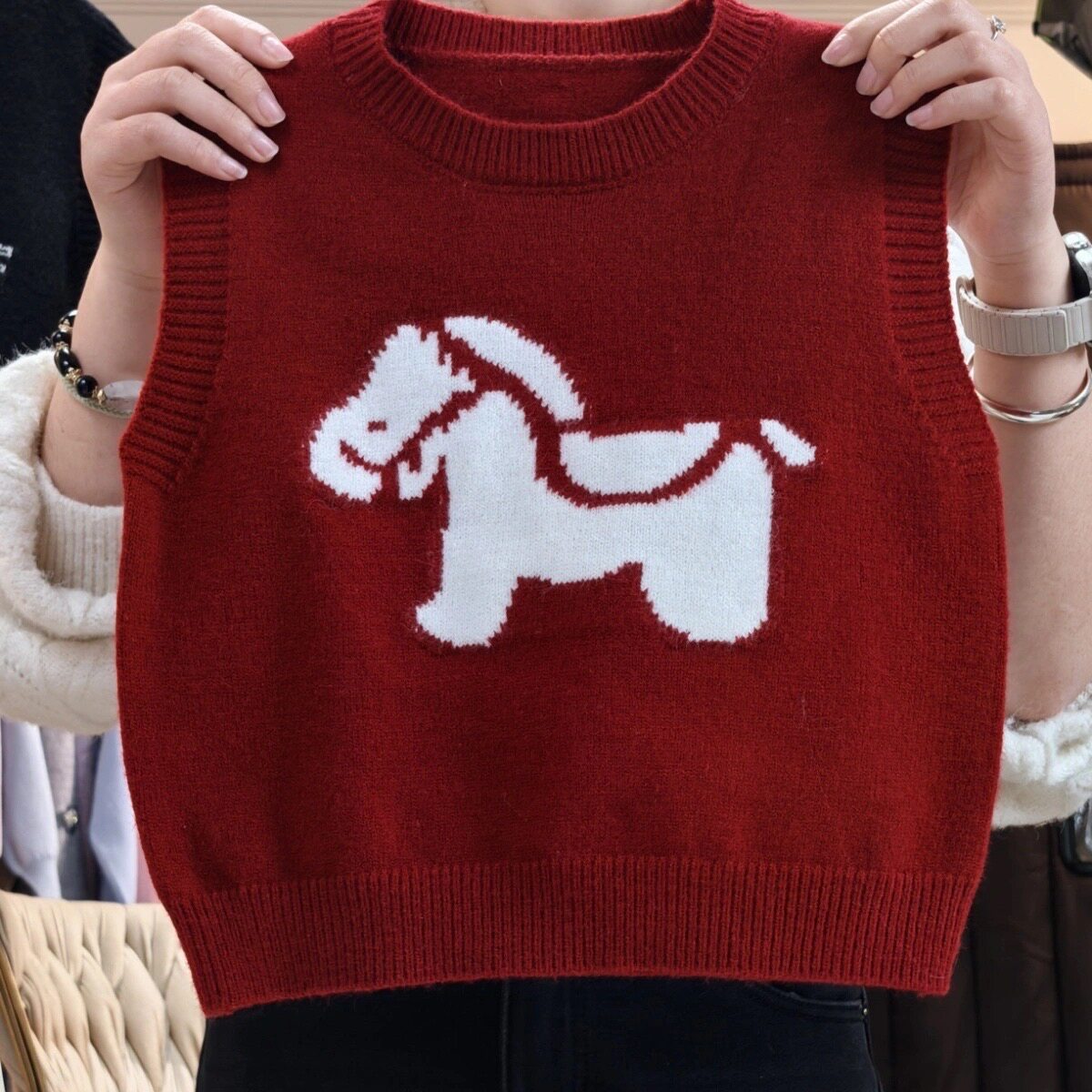 【马到成功】儿童针织马甲2026新款男女宝新年红色毛衣背心打底衫,童装/婴儿装/亲子装,毛衣/针织衫,淘宝优惠券,粉丝福利购,淘宝优惠卷