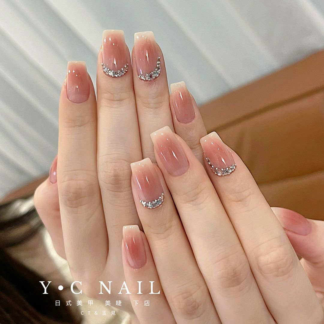 vivian 冰裸色腮红假指甲手工穿戴甲显白法式美甲可拆卸持久338款