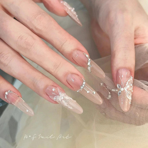 手工穿戴甲幻彩水晶蝴蝶猫眼显白