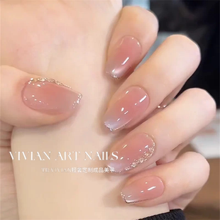 冰透白月光纯欲裸色猫眼手工穿戴甲Y809款 Vivian新品 白茶纯露