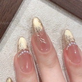 Vivian新中式 金凤玉露 刺绣花朵猫眼气质手绘手工穿戴甲157款