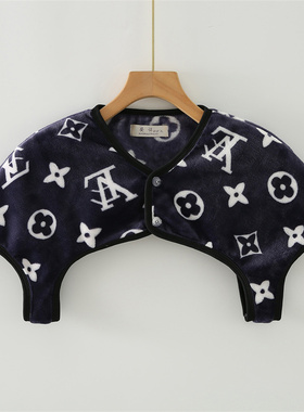 秋冬法兰绒男女坎肩睡觉防寒护肩膀产妇月子喂奶宝暖肩颈加绒披肩