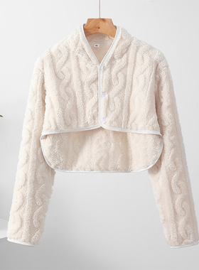 提花款秋冬法兰绒女士颈椎坎肩睡觉保暖防寒产妇月子喂奶披肩神器