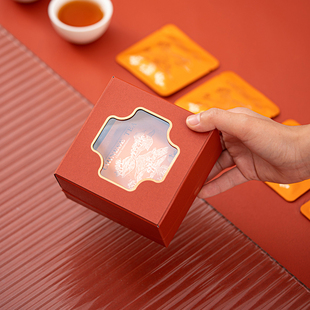 茶叶包装白茶包装盒空礼盒小方片饼干茶礼品盒茶叶空盒子现货定制