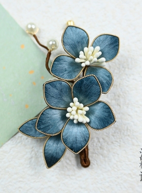 青漾-原创设计非遗绒花簪花掐蚕丝花西装礼物新中式旗袍配饰胸针