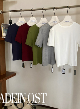 MADEIN OST-北欧极简莱卡棉圆领短袖T恤