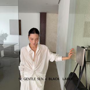 衬衫 SE黑标极简结构不对称扭结慵懒松弛感长袖 GENTLE SUN
