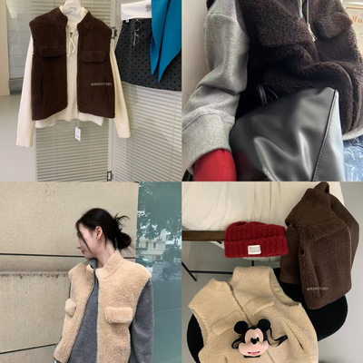 MZI STUDIO-冬日韩标羊毛高级质感毛绒绒气质口袋马甲