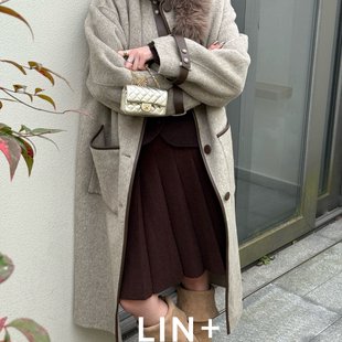 LIN 茧型复古撞色气质羊毛外套 10羊驼经典