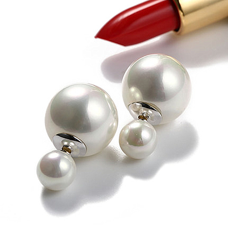 Imitation pearl earrings womens size double sided Earrings Japanese and Korean version temperament front and back ear jewelry new popular jewelry