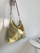 原创小众设计夏季 黄色郁金香布包单肩包包女包小清新布袋子花 新款