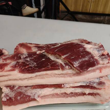 贵州农家老品种纯粮食大肥猪五花肉三线肉(偏肥），2斤起包邮