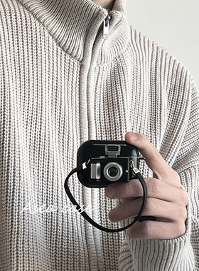 Asea创意小众ins复古闪光相机适用airpods pro3手提耳机套苹果2/三/4代无线蓝牙保护壳新款女个性男高级感