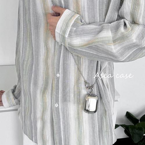 电镀银苹果airpods挂链耳机套