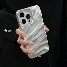 Asea小众高级感ins纯色丝绸立体褶皱适用苹果15手机壳iPhone14promax情侣13冷淡风女12硅胶全包设计软保护套