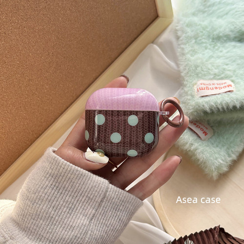 粉棕条纹波点airpods4代保护套