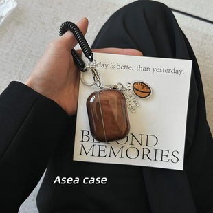 Asea小众ins秋冬复古咖色晕染适用airpodspro3挂绳耳机套苹果2/3/4代无线蓝牙保护壳新款简约女个性男