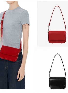 新款韩国stand红色单肩包女夏里尔德豆腐马鞍包发财包斜挎小方包