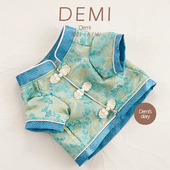 原创定制法斗年服新年装 巴哥英斗胖狗蓝色唐装 可加绒保暖过年新衣