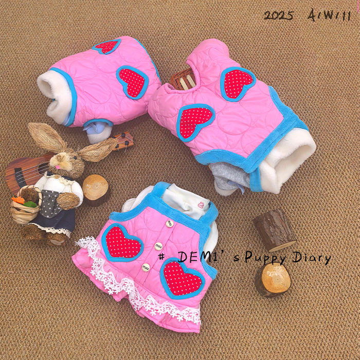 DEMI原创定制宠物法斗巴哥英斗恶霸秋冬加绒厚棉服亮色马甲背带裤