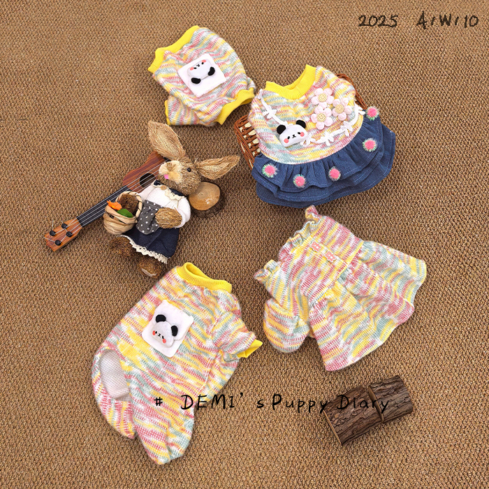 DEMI原创定制宠物法斗巴哥英斗恶霸秋冬针织彩虹公主裙卡通卫衣