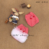 DEMI原创定制宠物法斗巴哥英斗恶霸春秋弹力格子公主裙红色樱桃