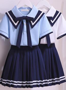 女童jk制服夏季装2026新款潮中大童裙子连衣裙儿童两件套装学院风